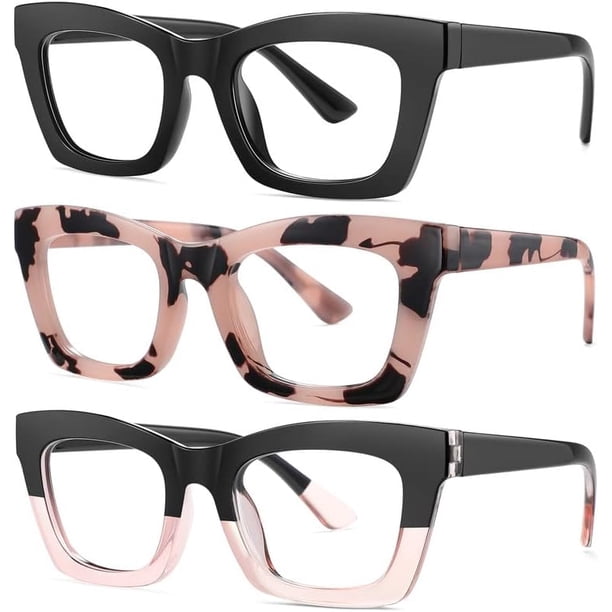 Gafas de bloqueo de luz azul para mujeres y hombres, gafas de moda para pantalla de ordenador, juegos, TV, teléfonos, gafas antifatiga ocular y reflejos UV, paquete de 3