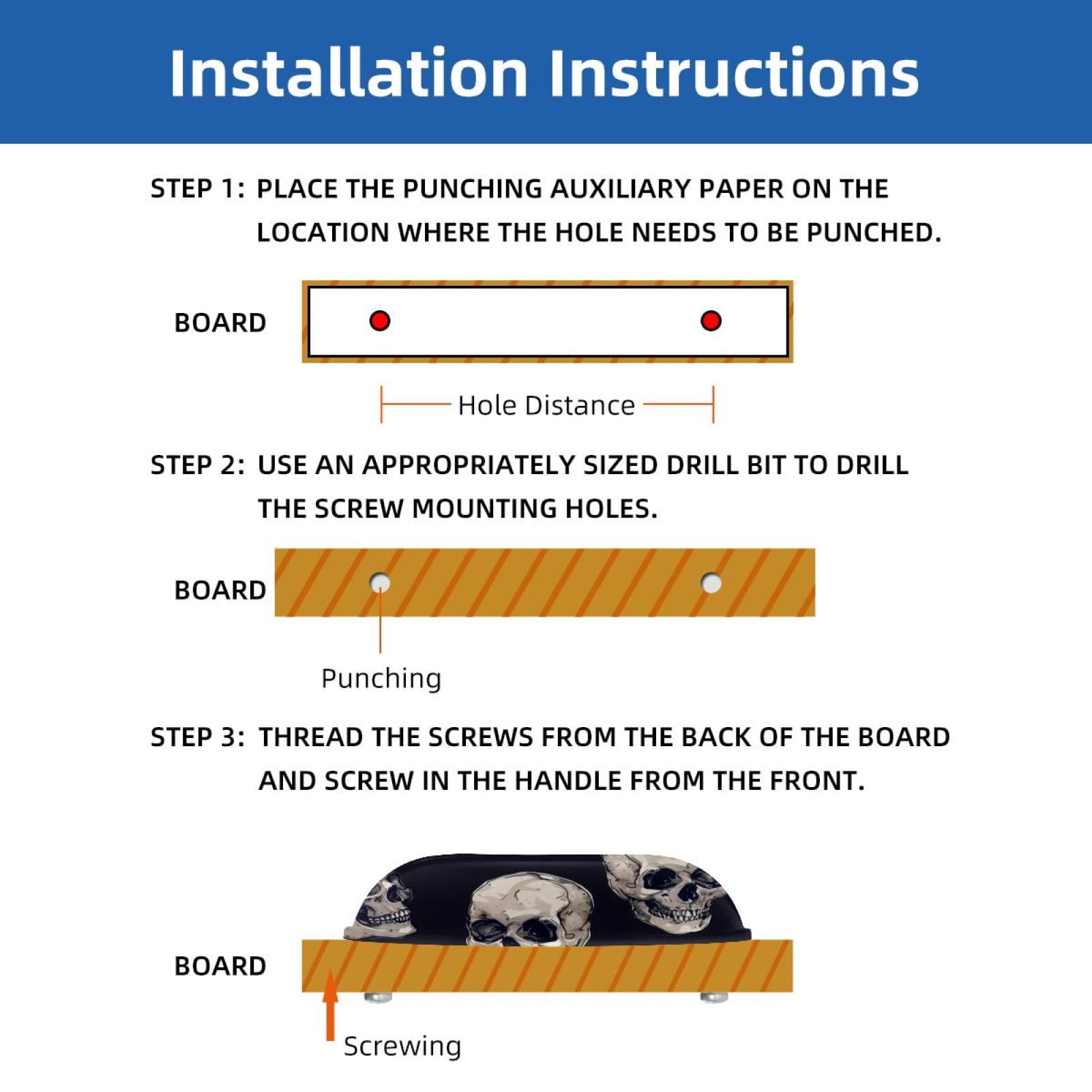 PhooArto 6 Pcs Cup Drawer Pulls, Skull Black Pattern Shell Shape Handles Cabinet Knobs for Dresser Cupboard Closet Wardrobe with Screws