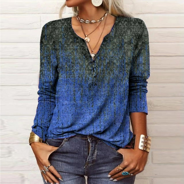Nouveau T-Shirt à Manches Longues Imprimé pour Femmes Automne Hiver tzw