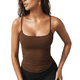 thumbnail image 2 of Camisetas Sin Mangas para Mujer, Corte Entallado, Tirantes Finos, Bonitas Camisetas de Entrenamiento de Verano con Cuello Cuadrado Café M, 2 of 7