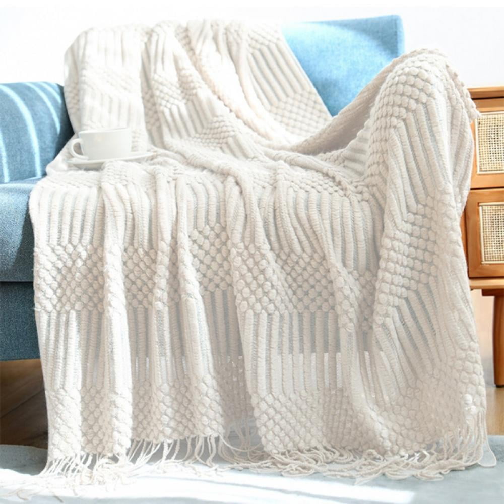 Textured Knitted Super Soft Throw Blanket with Tassels - Warm Fluffy Cozy  Plush Knit - for Fall Winter Couch Bed Sofa Living Room Framhouse Boho  Accent Decor (50x60 Inches) - Walmart.com