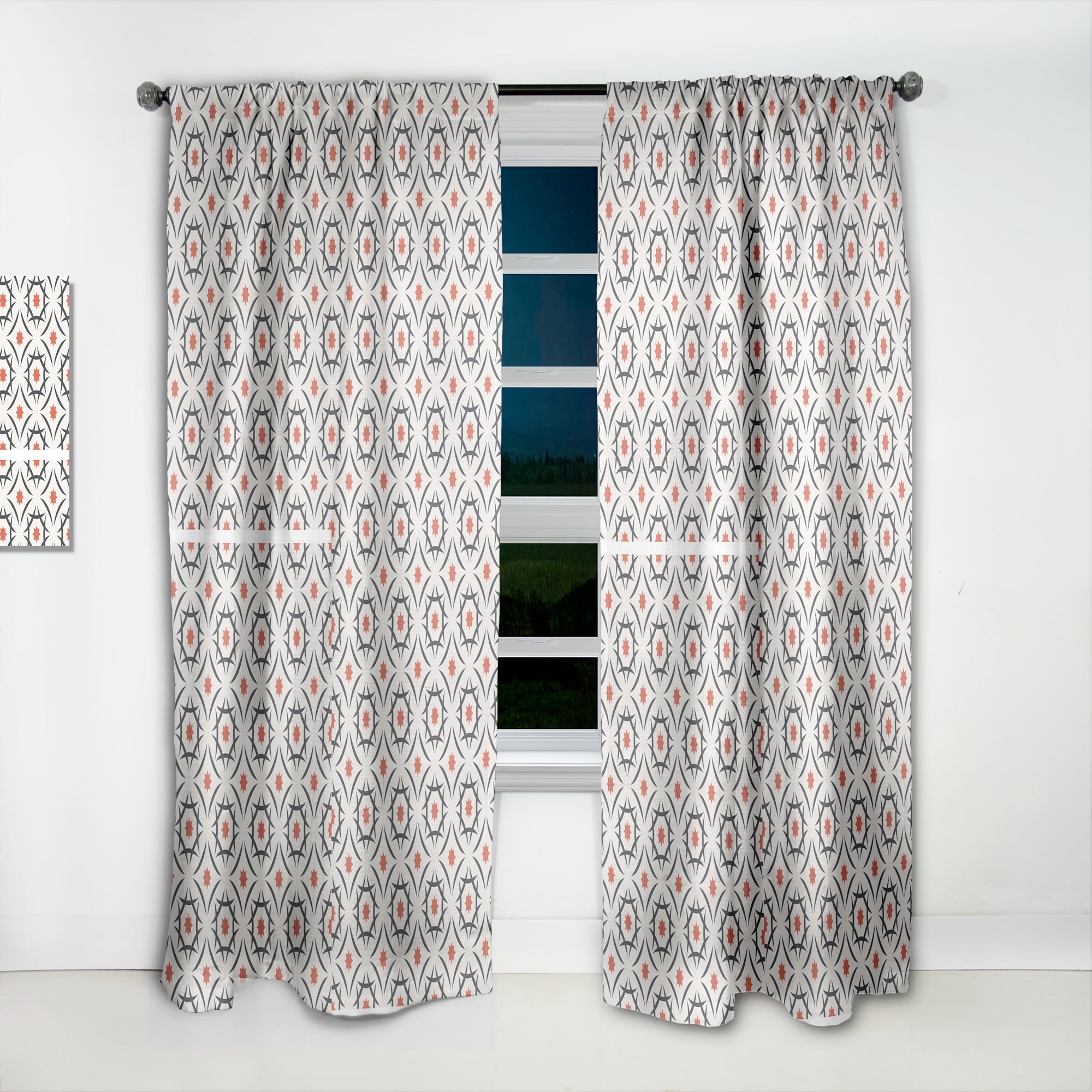 Designart 'Abstract Retro Design Pattern V' Mid-Century Modern Curtain Panel