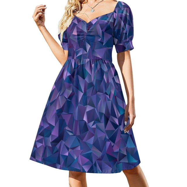 Pixel art Bleu Couleur intense de l'Année 2024 Robe Longue Sans Manches Vêtements de Bal pour Femmes