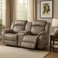 thumbnail image 7 of Bento 74 Inch Manual Recliner Loveseat- Console- Sandy Brown Microfiber, 7 of 7
