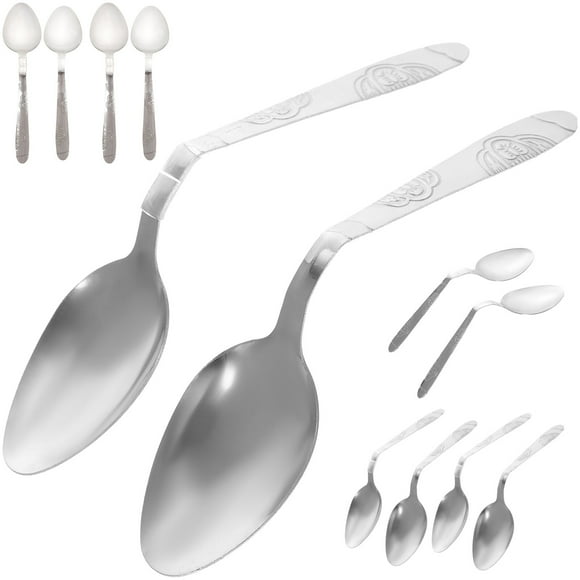 12 Pcs Cuillère Pliable pour Performance sur Scène et Rassemblement d'Amis Fer Argenté 11.8x1.6x1.2in