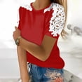 thumbnail image 2 of Gerichy Womens Summer Tops, T-Shirts for Women Trendy Lace Floral Loose Patchwork Womens Blouses and Tops Dressy Casual Summer Crewneck Short Sleeve Tshirts Shirts Tunic for women, 2 of 5