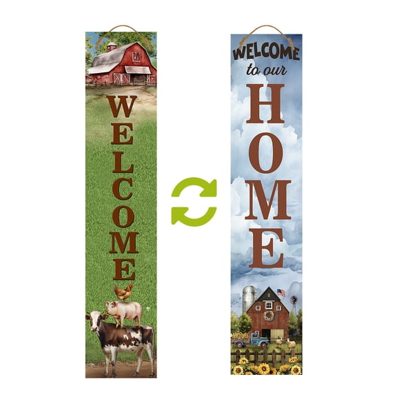 Briarwood Lane Farm Welcome Pine Reversible Porch Leaner