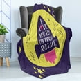 thumbnail image 4 of Love Soft Flannel Fleece Throw Blanket, Rocket Goes to the Space I Love You to the Moon and Back Words Stars Design, Cozy Plush for Indoor and Outdoor Use, 70" x 90", Yellow Indigo, by Ambesonne, 4 of 5