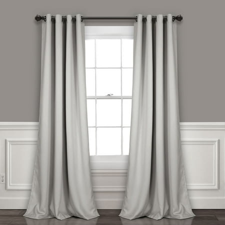 Lush Decor Insulated Grommet Solid Color Blackout Room Darkening Window Curtain Panel, Light Gray, 120''L x 52''W, Set of 2