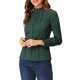 thumbnail image 4 of CAMISA BLUSA DE MANGA LARGA CON VOLANTES Y BOTONES DE ENCJE DE CUELLO ALTO PARA MUJERES CHIC INSPIRE VERDE XS, 4 of 7