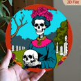 Day of the Dead Sugar Skull Wall Art, Colorful Skeleton Woman with ...