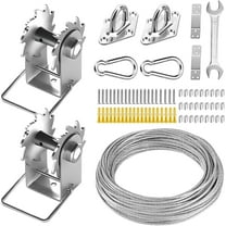 Shade Sail Hardware Kit Include Winches & Wire Rope, Anti-Rust Stainless Steel Sun Shade Hardware Kit for Rectangle Square Triangle Shade Sail Installation(75 PCS)