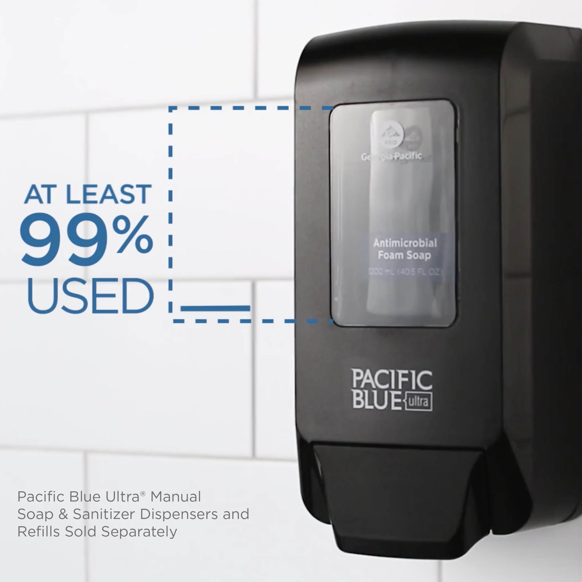Pacific Blue Ultra, GPC43335, Foam Hand Sanitizer Manual Dispenser Refills, 4 / Carton, Clear, 33.8 fl oz (1000 mL)