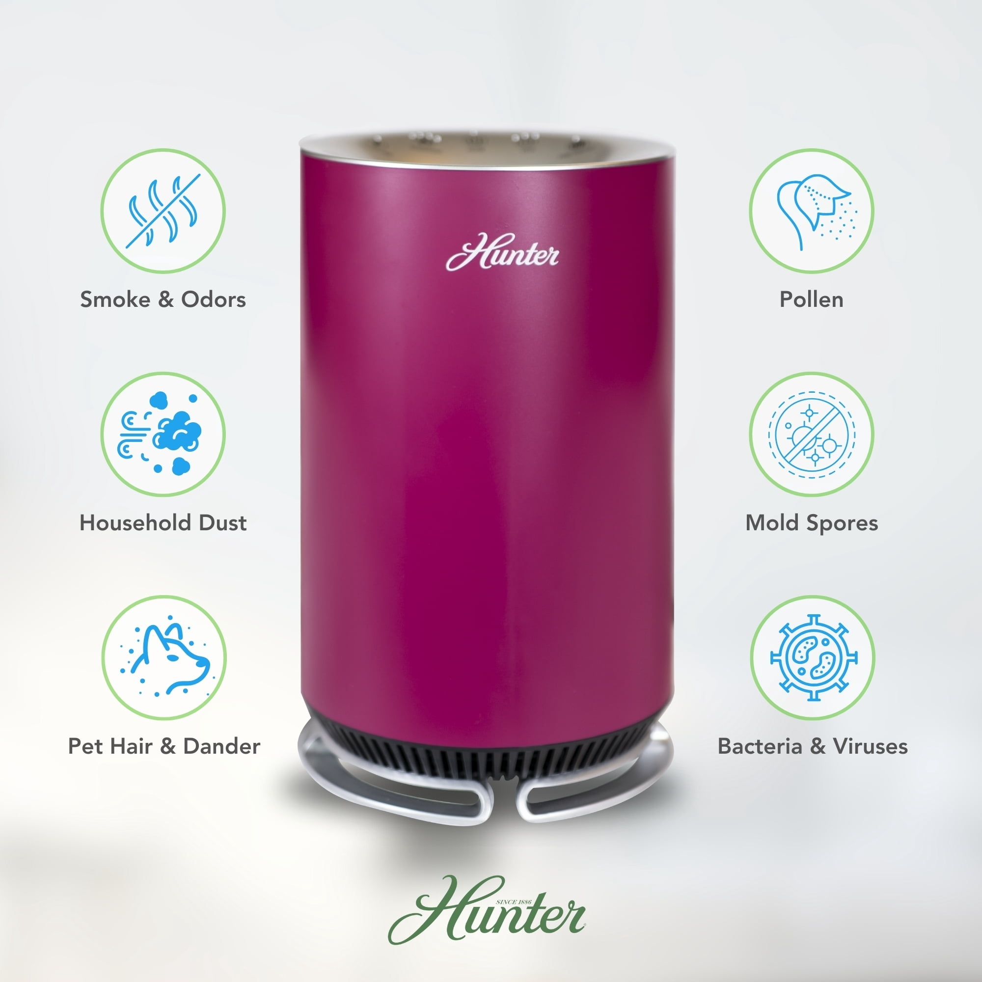 Hunter HP125 AirX EcoSilver HEPA Digital Air Purifier for Small Rooms, Graphite