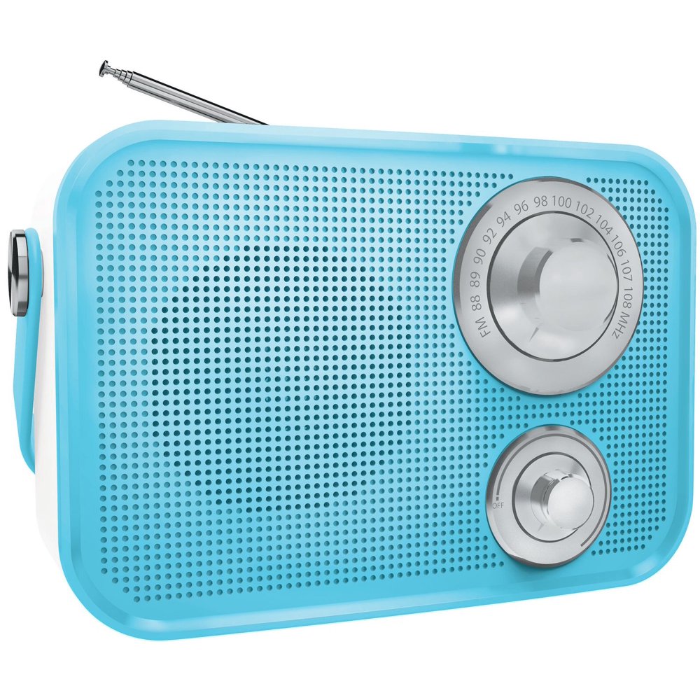 Polaroid Portable FM Radio and Bluetooth Speaker, Blue
