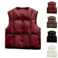 thumbnail image 3 of Rohuuque Women's Lightwieght Puffer Vest Cold Weather Zip Vest Sleeveless Down Jacket Crewneck Solid Color Sleeveless Jacket Coffee A, 3 of 3