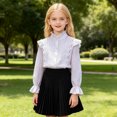 thumbnail image 3 of Mnyotv School Outfits for Girls Classic Uniform Shirts Ruffle Long Sleeve Button Down Shirt Kids Fall Clothes Tops Size 3-4Y, 3 of 8