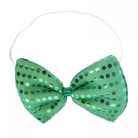TELOLY Men and Women'S Fashion Sequin Bowtie Adjustable Pre-Tied Bow Tie for St. Patrick'S Day(Green)