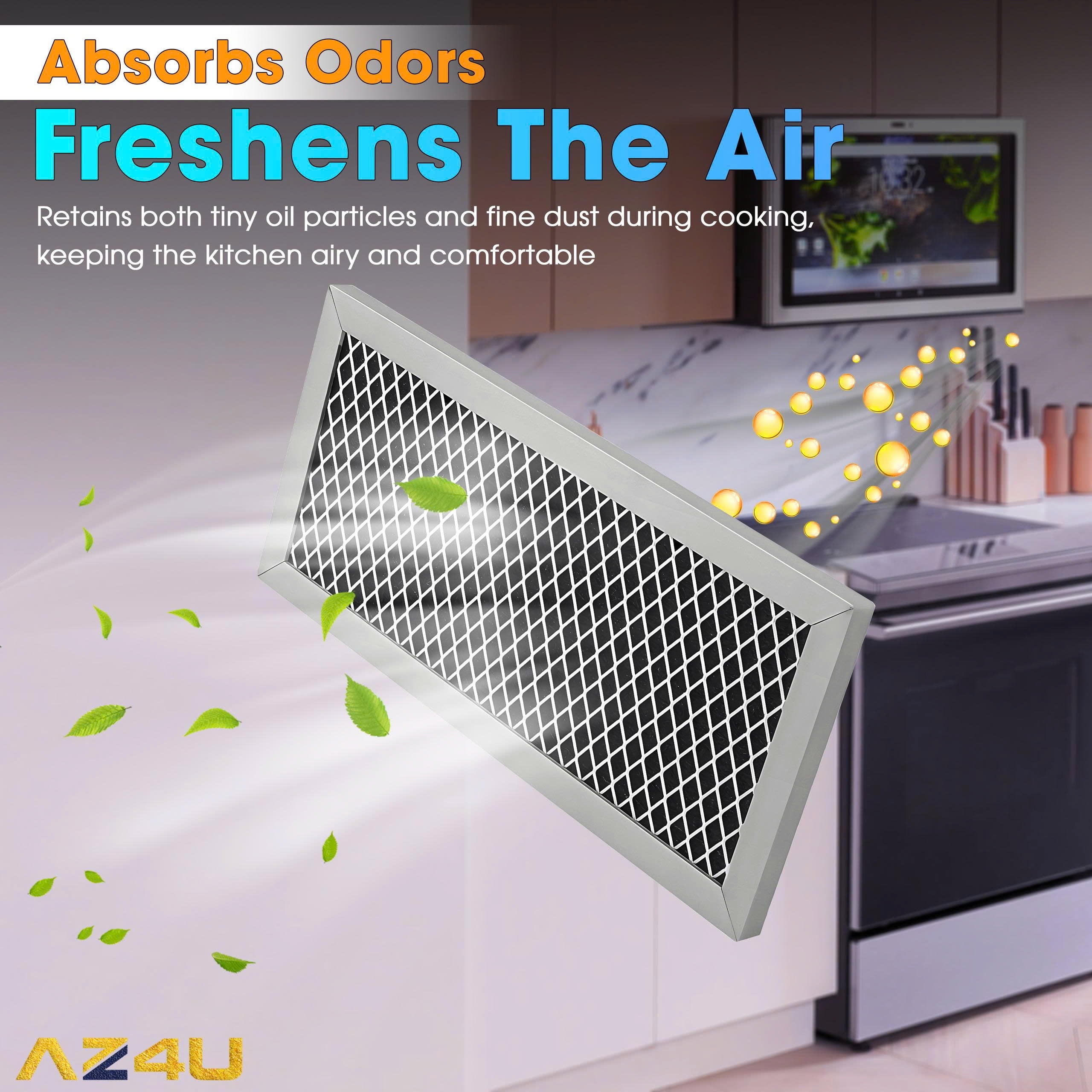 AZ4U 2 Pack Microwave Charcoal Filters Compatible with GE JVM2070SH001 JVM2070SK01 JVM2070WH001 JVM2071BH001 Microwave - 4" x 8-5/8"
