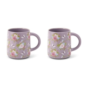 Thyme & Table Purple Floral Stoneware Mug Set of 2