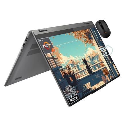 Lenovo IdeaPad 5 2-in-1 Convertible Laptop, 16" WUXGA Touch Screen, AMD Ryzen 7 8845HS with AI NPU, 16GB RAM, 1TB SSD, 1080p, Fingerprint, Ideal for Business, Students & Creators