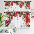 thumbnail image 7 of Christmas Poinsettia Curtain Valances 3 Piece Set Upper Curtain 52'''' Lx18'''' W & Lower Curtain 36'''' L X 26'''' W X2 Kitchen Windows Decor Red, 7 of 7
