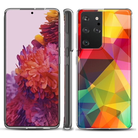 Slim-Fit Lightweight Protective Phone Case compatible with Samsung Galaxy S21 ULTRA 5G, by OneToughShield ® - Polygon