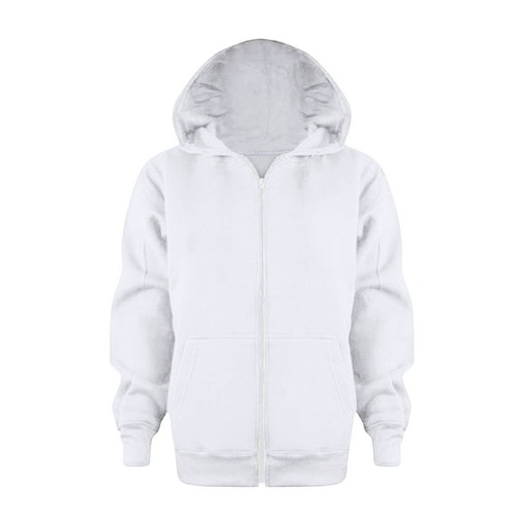 PMVFHDE Toddler Sweater Sweatshirt Color Solid Zip Jackets Long Hoodie Top Sleeve Up Girls Kids Boys Coat&jacket White,3-4 Years