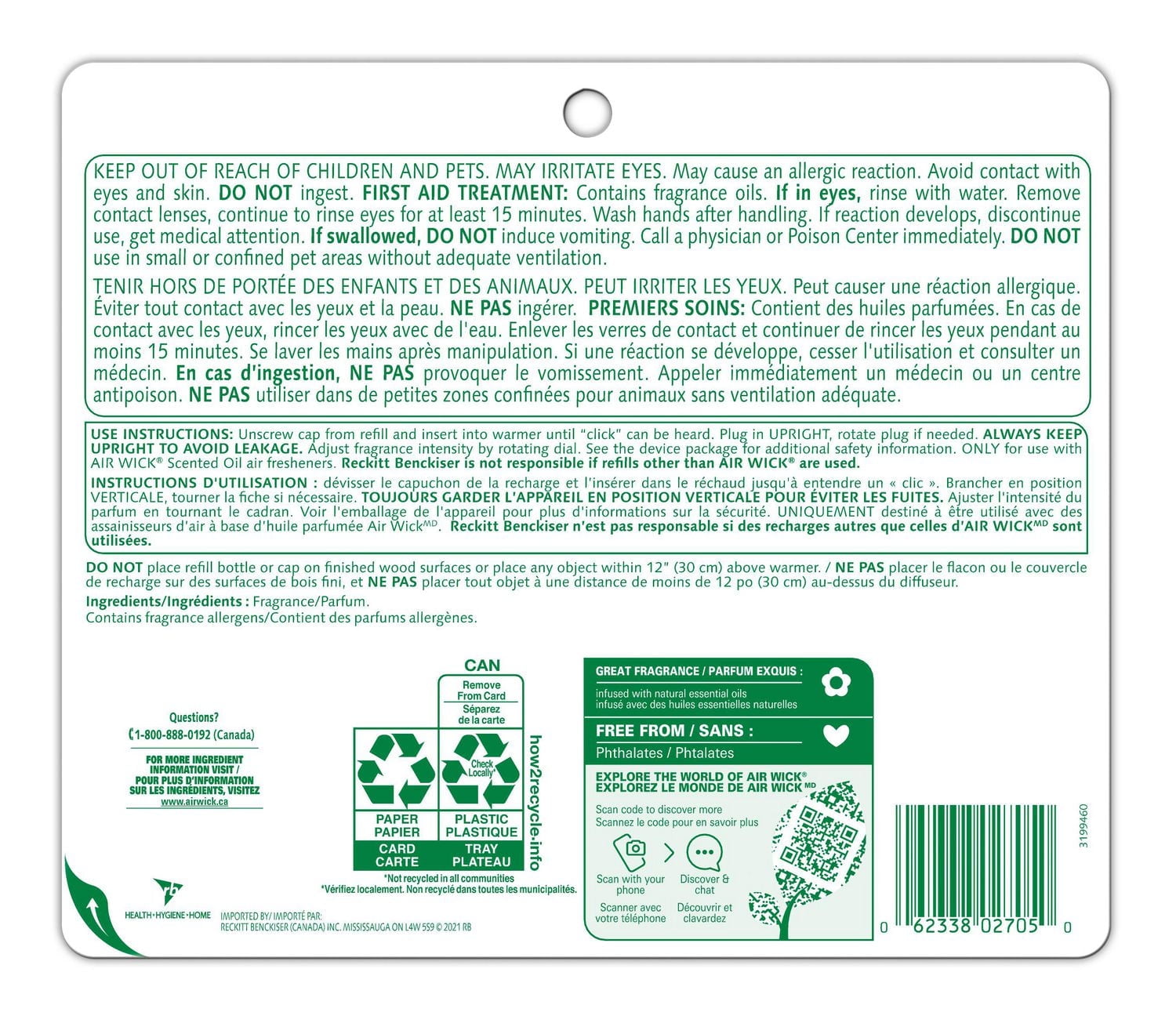 Air Wick Plug In Scented Oil, 5 Refills, Vanilla & Pink Papaya, (5x20mL), 5x20ml