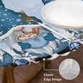 thumbnail image 3 of Christmas Gnomes Round Tablecloth, Fitted Table Cover with Elastic for 55"-60" Round Tables, Winter Xmas Balls Snowflake Light Blue Table Cloth Outdoor Indoor Dinning Party Waterproof Tablecloths, 3 of 7