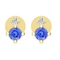 thumbnail image 2 of Dazzlingrock Collection 3mm Round Tanzanite & White Diamond Pushback 2 Stone Stud Earrings for Women (0.05 ctw, Color I-J, Clarity I1-I2) in 18K Yellow Gold, 2 of 4