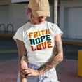thumbnail image 2 of Faith, Hope, Love, Inspirational Words, Groovy Retro Wavy Text Merch Gift, White T-Shirt, Large, 2 of 5