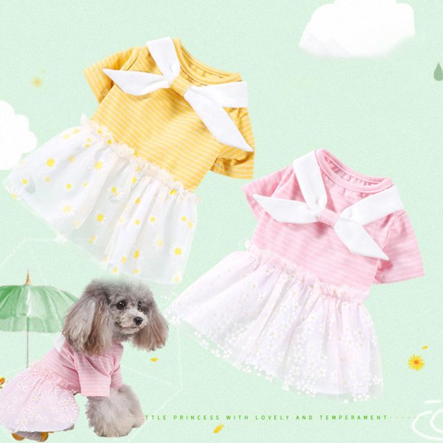 Vestido Con Lazo Para Perro, Falda, Mascota, Cachorro, Perro, Princesa, Ropa A Rayas, Suministros Suaves Y Cómodos Para Mascotas Para Primavera Y Verano Speravity AP007878-02