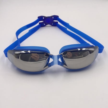 Professional Swimming Goggles Fog Case Earplug Eyewear Adjustable Waterproof for Teenagers Boys Men Pool , Blue