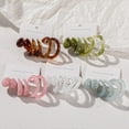 thumbnail image 7 of 3Pairs Lightweight Minimalist Vintage Polished Teardrop Waterdrop C Shape Circle Round Cuff Acrylic Resin Hoop Earrings Colorful Thick Chunky Wide Thin Acetic Acid Earrinsg Set for Women, 7 of 7