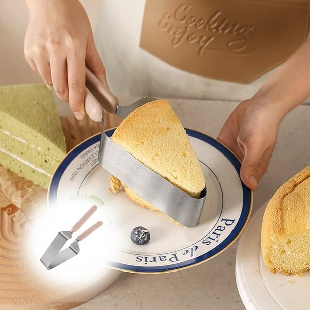 Set Of Ceramic Covered Plastic Handles Stainless Steel Cake Cutting Kitchen Utensils, Cake Cutting Gadgets, Modern Style, Non-Slip, Dishwasher Safe, Portable, Stainless Steel & Plastic, For