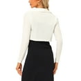 thumbnail image 3 of Unique Bargains Women's Open Front Long Sleeve Collar Shrug Cocktail Bolero Cardigan XS White, 3 of 6