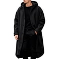 thumbnail image 3 of Atkumj Trench Coat Men Solid Color Hooded Long Winter Overcoat Stylish Long Sleeve Button Down Front Winter Coats S, 3 of 9