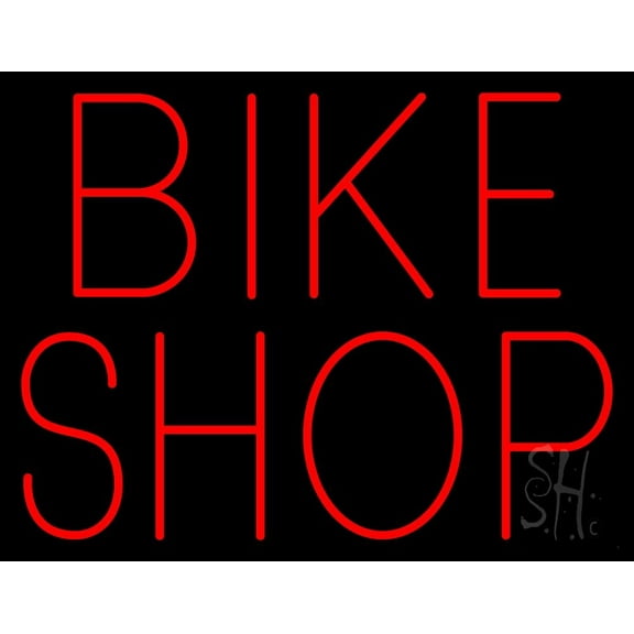 Red Bike Shop LED Neon Sign 15 x 19 - inches, Clear Edge Cut Acrylic Backing, with Dimmer - Bright and Premium built indoor LED Neon Sign for automotive store, and mall.
