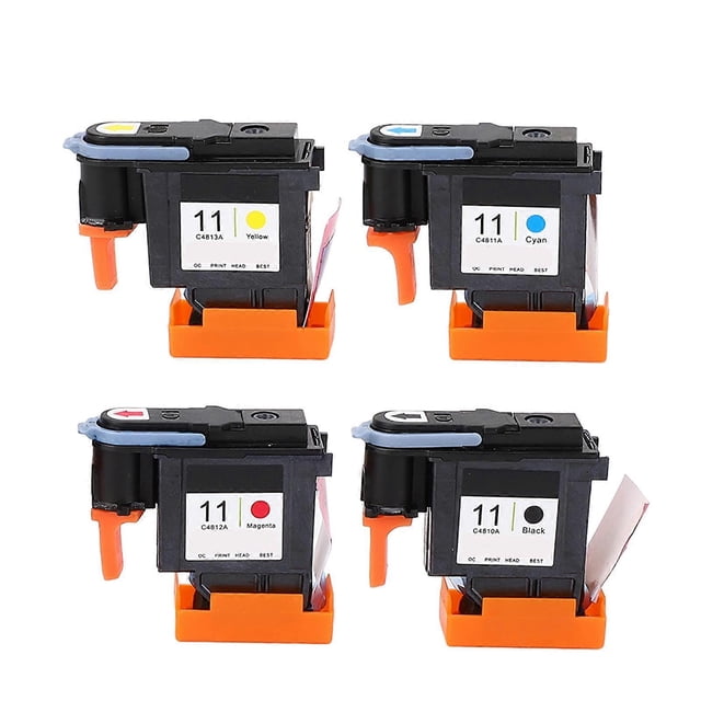 4 Pack Replacement Printhead for HP Designjet 100, 110, 111, 500, 510, 800, 813, 850 Printer, Magenta, Black, Cyan, Yellow