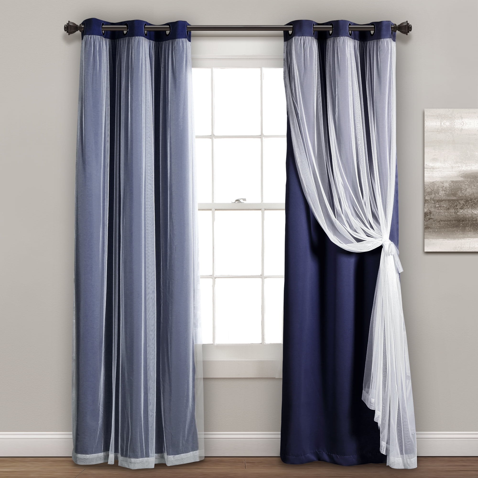 Lush Decor Grommet Sheer Window Curtain Panels With