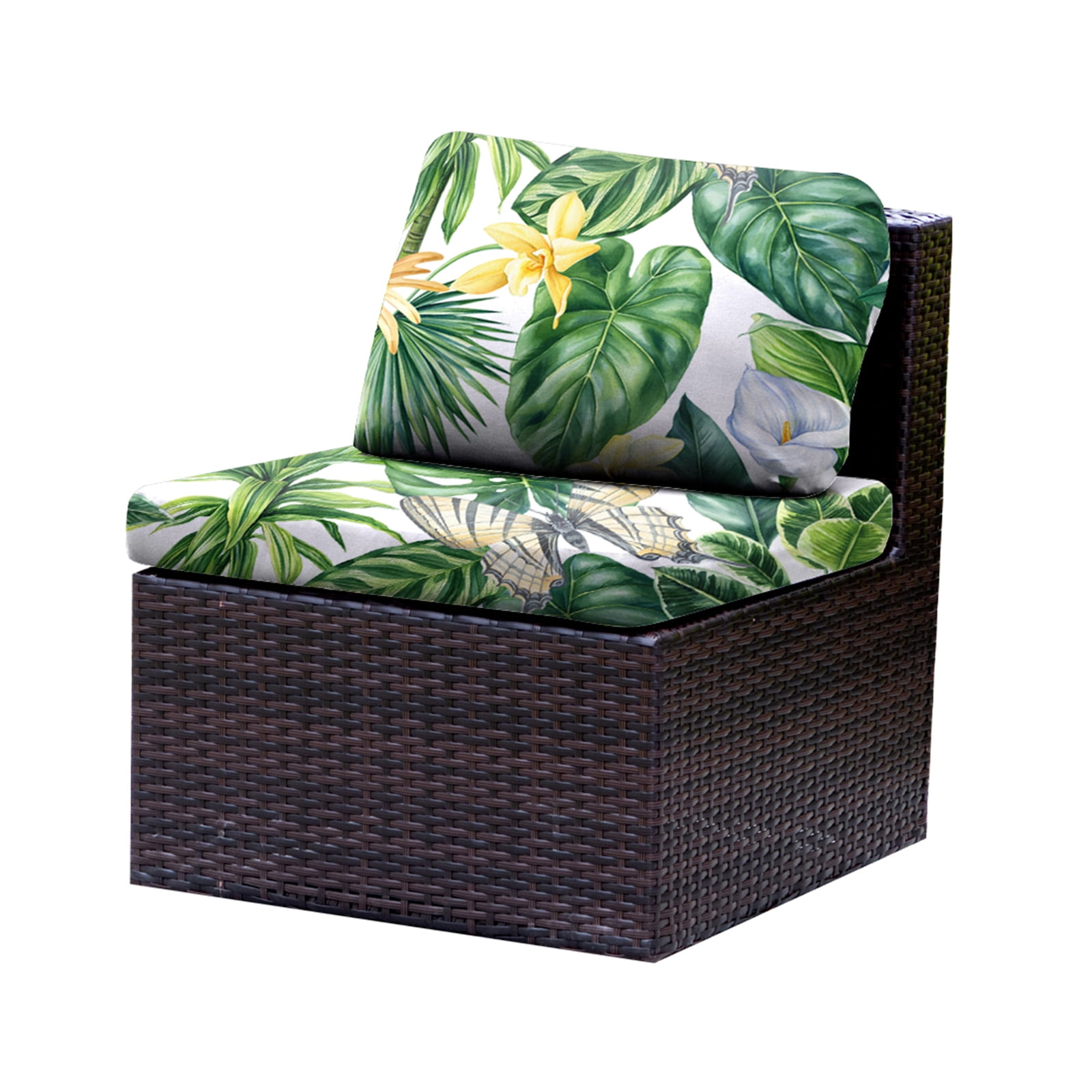 TOPCHANCES 2 Pcs Patio Stretch Sofa Cushion Covers Outdoor Cushion Covers Replacement with Elastic Bottom, Couch Slipcover Sofa Seat Covers Patio Furniture Protector, Green Leaves