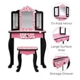 thumbnail image 4 of Fantasy Fields Kids Vanity Table Set with Mirror and Stool – Gisele Leopard Print, Black and Pink, 4 of 12