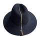 thumbnail image 2 of Sombrero de fieltro poco profundo con cremallera para hombre y mujer, gorro de lana retro con cadena punk europea, gorra plana novedosa, moda urbana, tendencia salvaje, 2021, 2 of 4