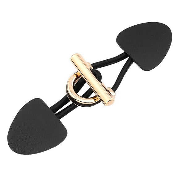 PU Leather Sew-on Toggles with Metal Buttons for Knitwear, Jackets & Coats