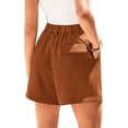 thumbnail image 2 of FreshPretty Shorts for Women Dressy Casual Summer Elastic Waist in The Back Pleated Wide Leg Tailored Work Trouser Shorts, 2 of 7