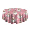 thumbnail image 5 of Pink Christmas Santa Pattern Round Tablecloth 60"x60",Wrinkle Wipeable Table Cloth for Kitchen Dining Room Picnic Patio Party, 5 of 6