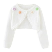 Girl Knitted Shrugs Cardigan Toddler Baby Girl's Long Sleeve Shrugs Childrens Kids Cotton Cardigan Shrugs Jackets White 2T