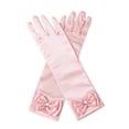thumbnail image 4 of Bmisegm Solid Color Gloves for Girls Long Elbow Length with Bow Detail Embellished Wrist Party Accessory Long Gloves Pink One Size, 4 of 4