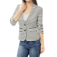 thumbnail image 2 of Blazer A Rayas Con Cierre De Botón Y Bolsillo Con Solapa Con Muesca Para Mujer Blanco XL, 2 of 5